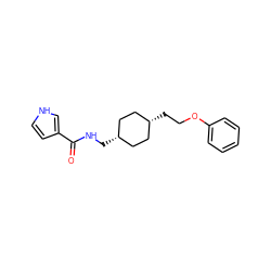 O=C(NC[C@H]1CC[C@@H](CCOc2ccccc2)CC1)c1cc[nH]c1 ZINC000261135340