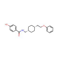 O=C(NC[C@H]1CC[C@@H](CCOc2ccccc2)CC1)c1ccc(O)cc1 ZINC000261089859