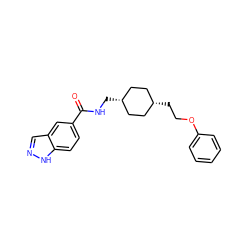 O=C(NC[C@H]1CC[C@@H](CCOc2ccccc2)CC1)c1ccc2[nH]ncc2c1 ZINC000253668335