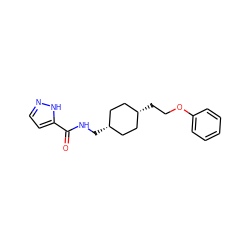 O=C(NC[C@H]1CC[C@@H](CCOc2ccccc2)CC1)c1ccn[nH]1 ZINC000261174901