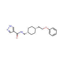 O=C(NC[C@H]1CC[C@@H](CCOc2ccccc2)CC1)c1cn[nH]c1 ZINC000253861494