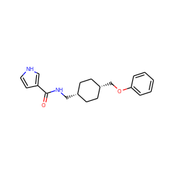 O=C(NC[C@H]1CC[C@@H](COc2ccccc2)CC1)c1cc[nH]c1 ZINC000253667679