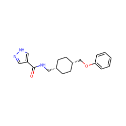 O=C(NC[C@H]1CC[C@@H](COc2ccccc2)CC1)c1cn[nH]c1 ZINC000261165431