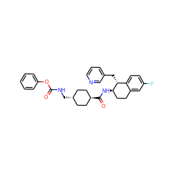 O=C(NC[C@H]1CC[C@H](C(=O)N[C@@H]2CCc3cc(F)ccc3[C@H]2Cc2cccnc2)CC1)Oc1ccccc1 ZINC000253632682