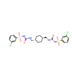 O=C(NC[C@H]1CC[C@H](CNC(=O)NS(=O)(=O)c2cccc(Cl)c2)CC1)NS(=O)(=O)c1cccc(Cl)c1 ZINC000253665801