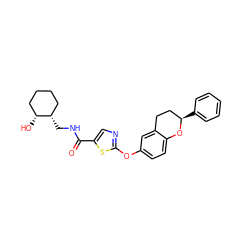 O=C(NC[C@H]1CCCC[C@H]1O)c1cnc(Oc2ccc3c(c2)CC[C@@H](c2ccccc2)O3)s1 ZINC000169710627