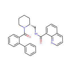 O=C(NC[C@H]1CCCCN1C(=O)c1ccccc1-c1ccccc1)c1cccc2cccnc12 ZINC000084670693