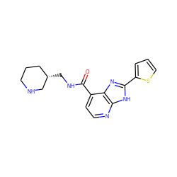 O=C(NC[C@H]1CCCNC1)c1ccnc2[nH]c(-c3cccs3)nc12 ZINC000143337671