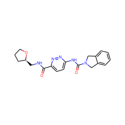 O=C(NC[C@H]1CCCO1)c1ccc(NC(=O)N2Cc3ccccc3C2)nn1 ZINC000167306414