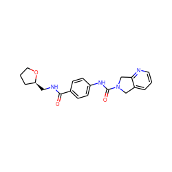 O=C(NC[C@H]1CCCO1)c1ccc(NC(=O)N2Cc3cccnc3C2)cc1 ZINC000166763440