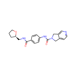 O=C(NC[C@H]1CCCO1)c1ccc(NC(=O)N2Cc3ccncc3C2)cc1 ZINC000166658726