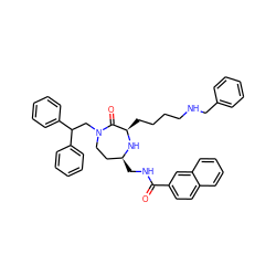 O=C(NC[C@H]1CCN(CC(c2ccccc2)c2ccccc2)C(=O)[C@@H](CCCCNCc2ccccc2)N1)c1ccc2ccccc2c1 ZINC001772597995