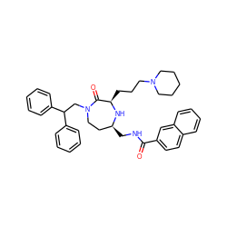 O=C(NC[C@H]1CCN(CC(c2ccccc2)c2ccccc2)C(=O)[C@@H](CCCN2CCCCC2)N1)c1ccc2ccccc2c1 ZINC000207873191