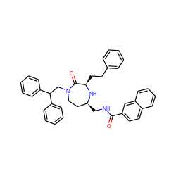 O=C(NC[C@H]1CCN(CC(c2ccccc2)c2ccccc2)C(=O)[C@@H](CCc2ccccc2)N1)c1ccc2ccccc2c1 ZINC000207927269