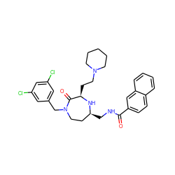 O=C(NC[C@H]1CCN(Cc2cc(Cl)cc(Cl)c2)C(=O)[C@@H](CCN2CCCCC2)N1)c1ccc2ccccc2c1 ZINC000206882799