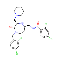 O=C(NC[C@H]1CCN(Cc2ccc(Cl)cc2Cl)C(=O)[C@@H](CN2CCCCC2)N1)c1ccc(Cl)cc1Cl ZINC001772605960