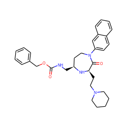 O=C(NC[C@H]1CCN(c2ccc3ccccc3c2)C(=O)[C@@H](CCN2CCCCC2)N1)OCc1ccccc1 ZINC001772598022