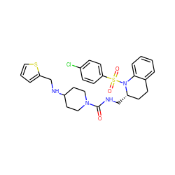 O=C(NC[C@H]1CCc2ccccc2N1S(=O)(=O)c1ccc(Cl)cc1)N1CCC(NCc2cccs2)CC1 ZINC000049695560