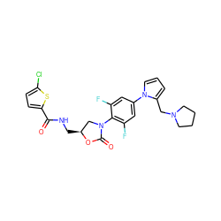 O=C(NC[C@H]1CN(c2c(F)cc(-n3cccc3CN3CCCC3)cc2F)C(=O)O1)c1ccc(Cl)s1 ZINC000299863953