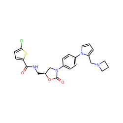 O=C(NC[C@H]1CN(c2ccc(-n3cccc3CN3CCC3)cc2)C(=O)O1)c1ccc(Cl)s1 ZINC000299864730