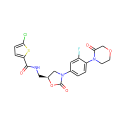 O=C(NC[C@H]1CN(c2ccc(N3CCOCC3=O)c(F)c2)C(=O)O1)c1ccc(Cl)s1 ZINC000013673225