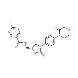 O=C(NC[C@H]1CN(c2ccc(N3CCOCC3=O)cc2)C(=O)O1)c1ccc(Cl)nc1 ZINC000013673245