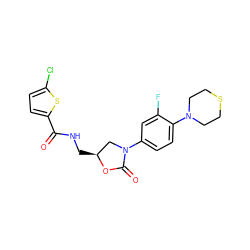 O=C(NC[C@H]1CN(c2ccc(N3CCSCC3)c(F)c2)C(=O)O1)c1ccc(Cl)s1 ZINC000013673217