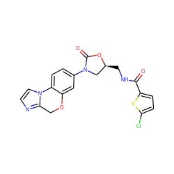 O=C(NC[C@H]1CN(c2ccc3c(c2)OCc2nccn2-3)C(=O)O1)c1ccc(Cl)s1 ZINC000113086173