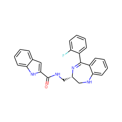 O=C(NC[C@H]1CNc2ccccc2C(c2ccccc2F)=N1)c1cc2ccccc2[nH]1 ZINC000027520926