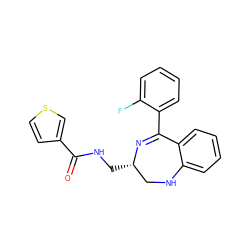 O=C(NC[C@H]1CNc2ccccc2C(c2ccccc2F)=N1)c1ccsc1 ZINC000027521544