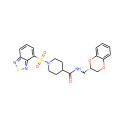 O=C(NC[C@H]1COc2ccccc2O1)C1CCN(S(=O)(=O)c2cccc3nsnc23)CC1 ZINC000004035205