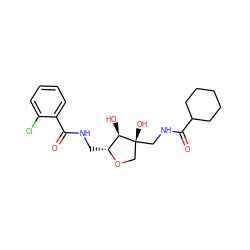 O=C(NC[C@H]1OC[C@@](O)(CNC(=O)C2CCCCC2)[C@@H]1O)c1ccccc1Cl ZINC001772573606