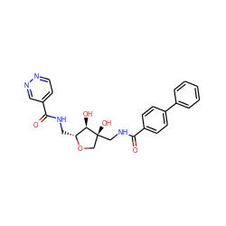 O=C(NC[C@H]1OC[C@@](O)(CNC(=O)c2ccc(-c3ccccc3)cc2)[C@@H]1O)c1ccnnc1 ZINC001772582221