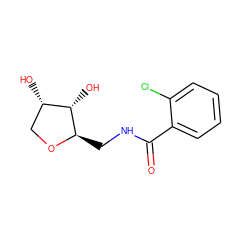 O=C(NC[C@H]1OC[C@H](O)[C@@H]1O)c1ccccc1Cl ZINC001772588591