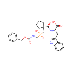 O=C(NC[P@](=O)(O)CC1(C(=O)N[C@@H](Cc2c[nH]c3ccccc23)C(=O)O)CCCC1)OCc1ccccc1 ZINC000029396572