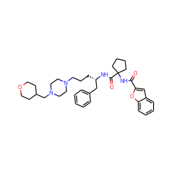 O=C(NC1(C(=O)N[C@@H](CCCN2CCN(CC3CCOCC3)CC2)Cc2ccccc2)CCCC1)c1cc2ccccc2o1 ZINC000049777060