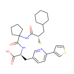 O=C(NC1(C(=O)N[C@@H](Cc2ccc(-c3ccsc3)nc2)C(=O)O)CCCC1)[C@@H](S)CC1CCCCC1 ZINC000013859939