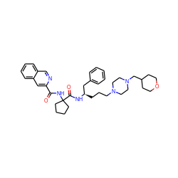 O=C(NC1(C(=O)N[C@H](CCCN2CCN(CC3CCOCC3)CC2)Cc2ccccc2)CCCC1)c1cc2ccccc2cn1 ZINC000066100649