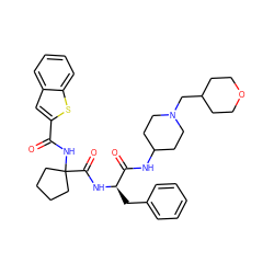 O=C(NC1(C(=O)N[C@H](Cc2ccccc2)C(=O)NC2CCN(CC3CCOCC3)CC2)CCCC1)c1cc2ccccc2s1 ZINC000028711686