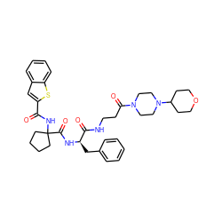 O=C(NC1(C(=O)N[C@H](Cc2ccccc2)C(=O)NCCC(=O)N2CCN(C3CCOCC3)CC2)CCCC1)c1cc2ccccc2s1 ZINC000028711685