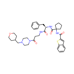 O=C(NC1(C(=O)N[C@H](Cc2ccccc2)C(=O)NCCC(=O)N2CCN(CC3CCOCC3)CC2)CCCC1)c1cc2ccccc2s1 ZINC000028711684