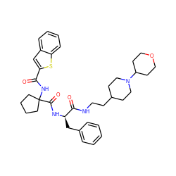 O=C(NC1(C(=O)N[C@H](Cc2ccccc2)C(=O)NCCC2CCN(C3CCOCC3)CC2)CCCC1)c1cc2ccccc2s1 ZINC000028711690