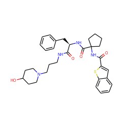 O=C(NC1(C(=O)N[C@H](Cc2ccccc2)C(=O)NCCCN2CCC(O)CC2)CCCC1)c1cc2ccccc2s1 ZINC000028711673