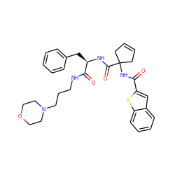 O=C(NC1(C(=O)N[C@H](Cc2ccccc2)C(=O)NCCCN2CCOCC2)CC=CC1)c1cc2ccccc2s1 ZINC000028711593