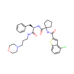 O=C(NC1(C(=O)N[C@H](Cc2ccccc2)C(=O)NCCCN2CCOCC2)CCCC1)c1cc2c(Cl)cccc2s1 ZINC000028711691