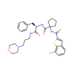 O=C(NC1(C(=O)N[C@H](Cc2ccccc2)C(=O)NCCCN2CCOCC2)CCCC1)c1cc2cccc(Cl)c2s1 ZINC000028711694