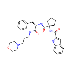 O=C(NC1(C(=O)N[C@H](Cc2ccccc2)C(=O)NCCCN2CCOCC2)CCCC1)c1cc2ccccc2[nH]1 ZINC000028711610