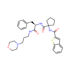 O=C(NC1(C(=O)N[C@H](Cc2ccccc2)C(=O)NCCCN2CCOCC2)CCCC1)c1cc2ccccc2s1 ZINC000028711589