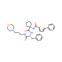 O=C(NC1(C(=O)N[C@H](Cc2ccccc2)C(=O)NCCCN2CCOCC2)CCCC1)c1ccc(-c2ccccc2)s1 ZINC000028711617