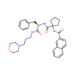 O=C(NC1(C(=O)N[C@H](Cc2ccccc2)C(=O)NCCCN2CCOCC2)CCCC1)c1ccc2ccccc2c1 ZINC000028711612